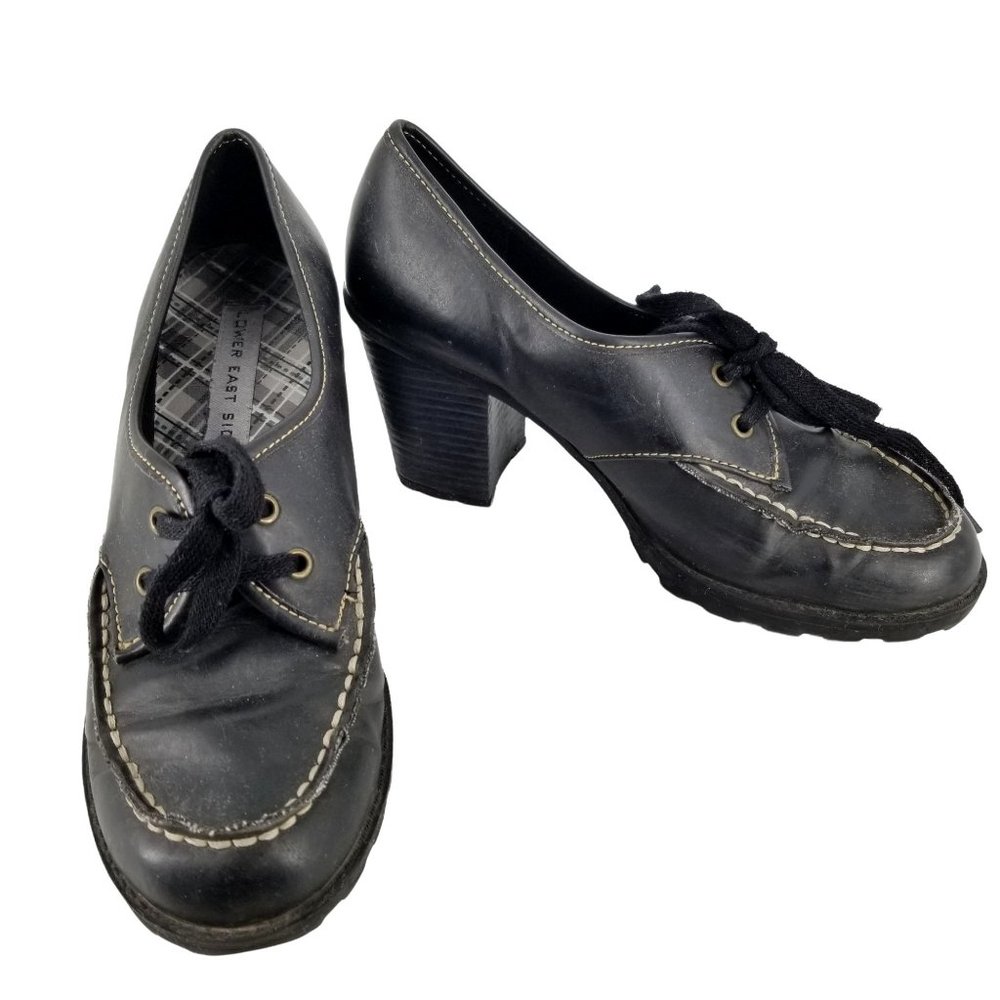 Lower East Side Heeled Shoes 8 Black Lace Up Platform Steampunk Gothic Alt Punk